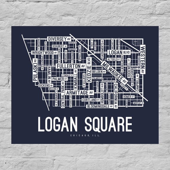 Map Of Logan Square Chicago Logan Square Chicago Street Map Screen Print Chicago - Etsy Canada