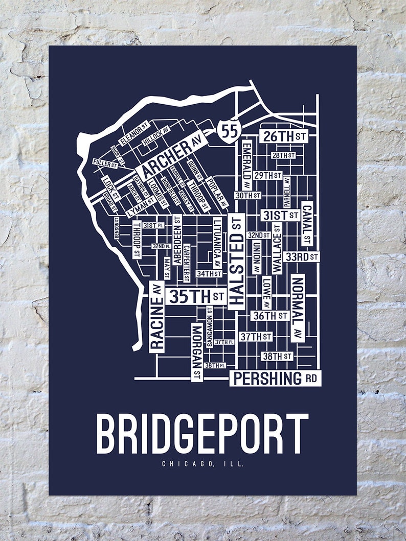 Bridgeport Chicago Street Map Poster Canvas or Metal Print Etsy