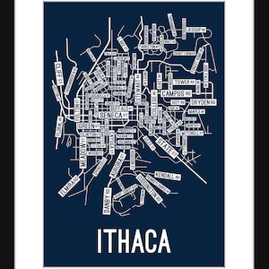 Ithaca, New York Street Map Screen Print College Town Map image 7