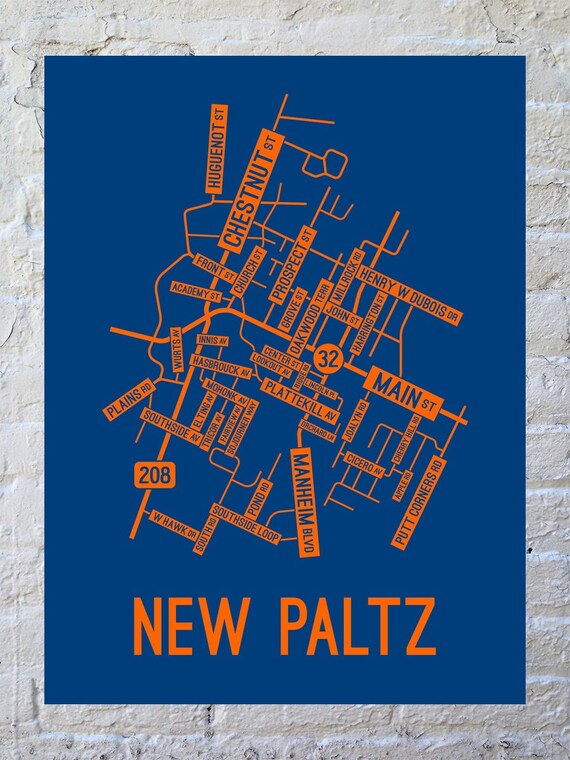 New Paltz New York Street Map Poster Canvas or Metal Print - Etsy