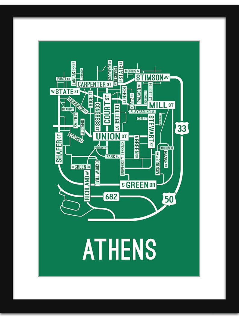 Athens, Ohio Street Map Screen Print image 5