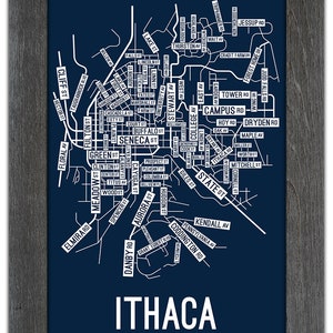 Ithaca, New York Street Map Screen Print College Town Map image 6