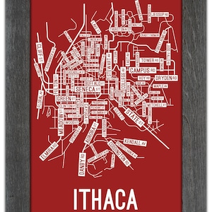 Ithaca, New York Street Map Screen Print College Town Map image 4