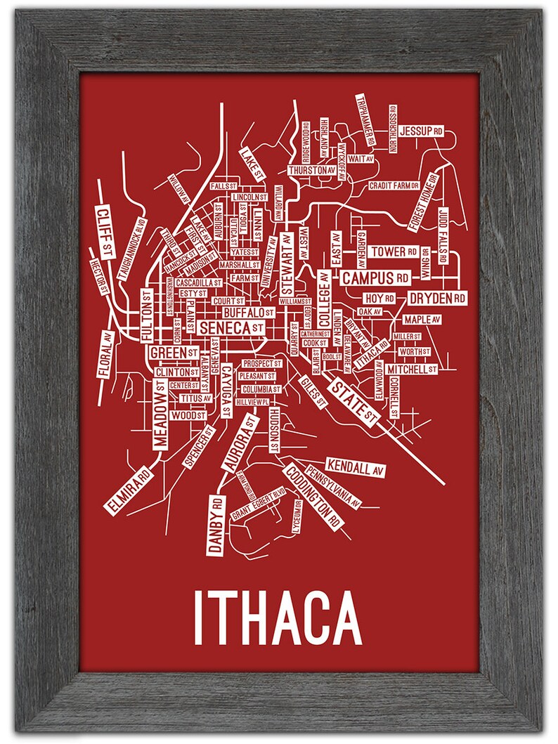Ithaca, New York Street Map Screen Print College Town Map image 4