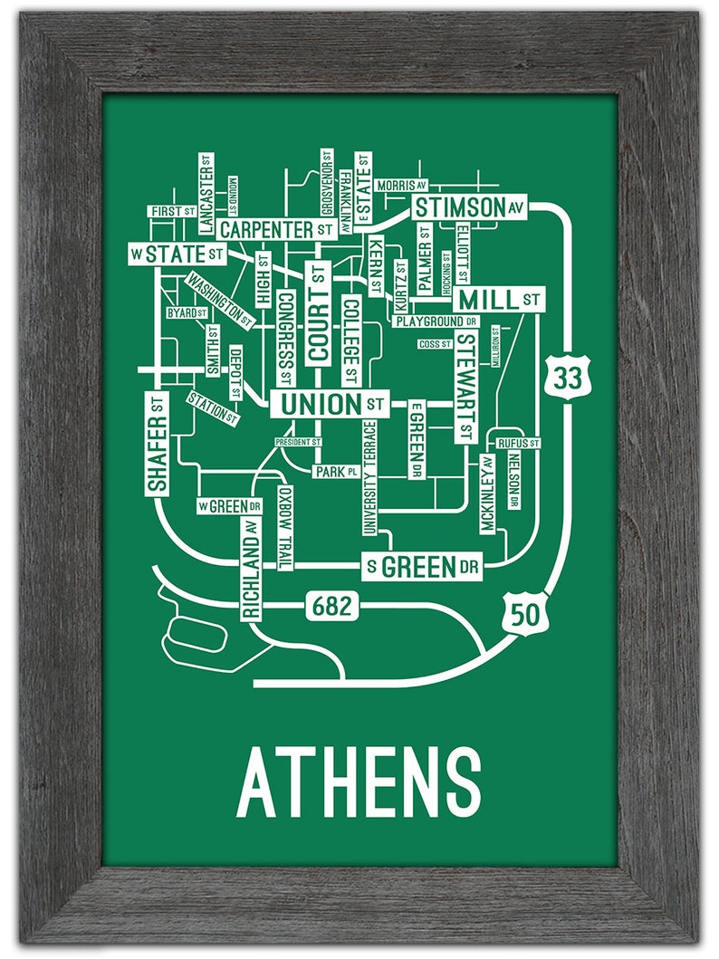 Athens, Ohio Street Map Screen Print image 4