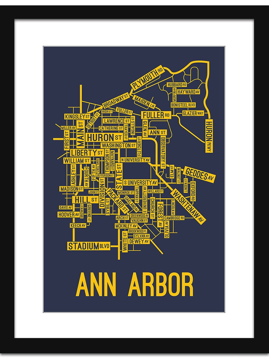 Ann Arbor Michigan Street Map Screen Print photo