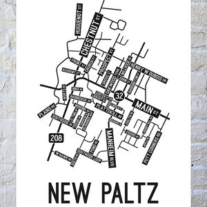 New Paltz, New York Street Map Poster, Acrylic, Canvas, Metal Print, Framed Print - Etsy