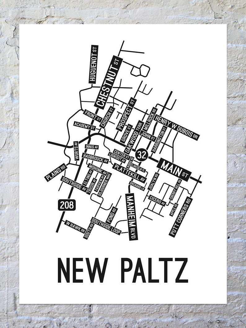 New Paltz New York Street Map Poster Canvas or Metal Print - Etsy