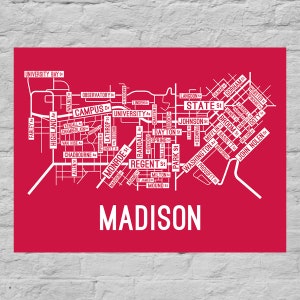 Madison, Wisconsin Street Map Poster, Canvas, or Metal Print