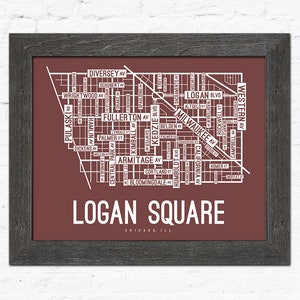 Logan Square Chicago Street Map Screen Print Chicago | Etsy
