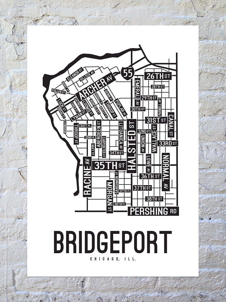 Bridgeport Chicago Street Map Poster Canvas or Metal Print Etsy