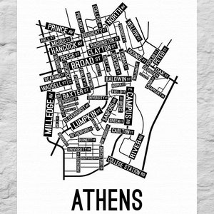 Athens Georgia Street Map Poster Canvas or Metal Print | Etsy