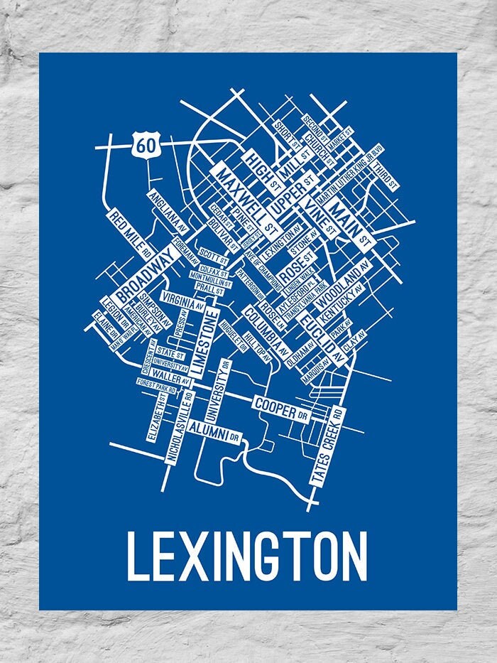 Lexington Ky Street Map Lexington Kentucky Street Map Poster Canvas Or Metal Print - Etsy