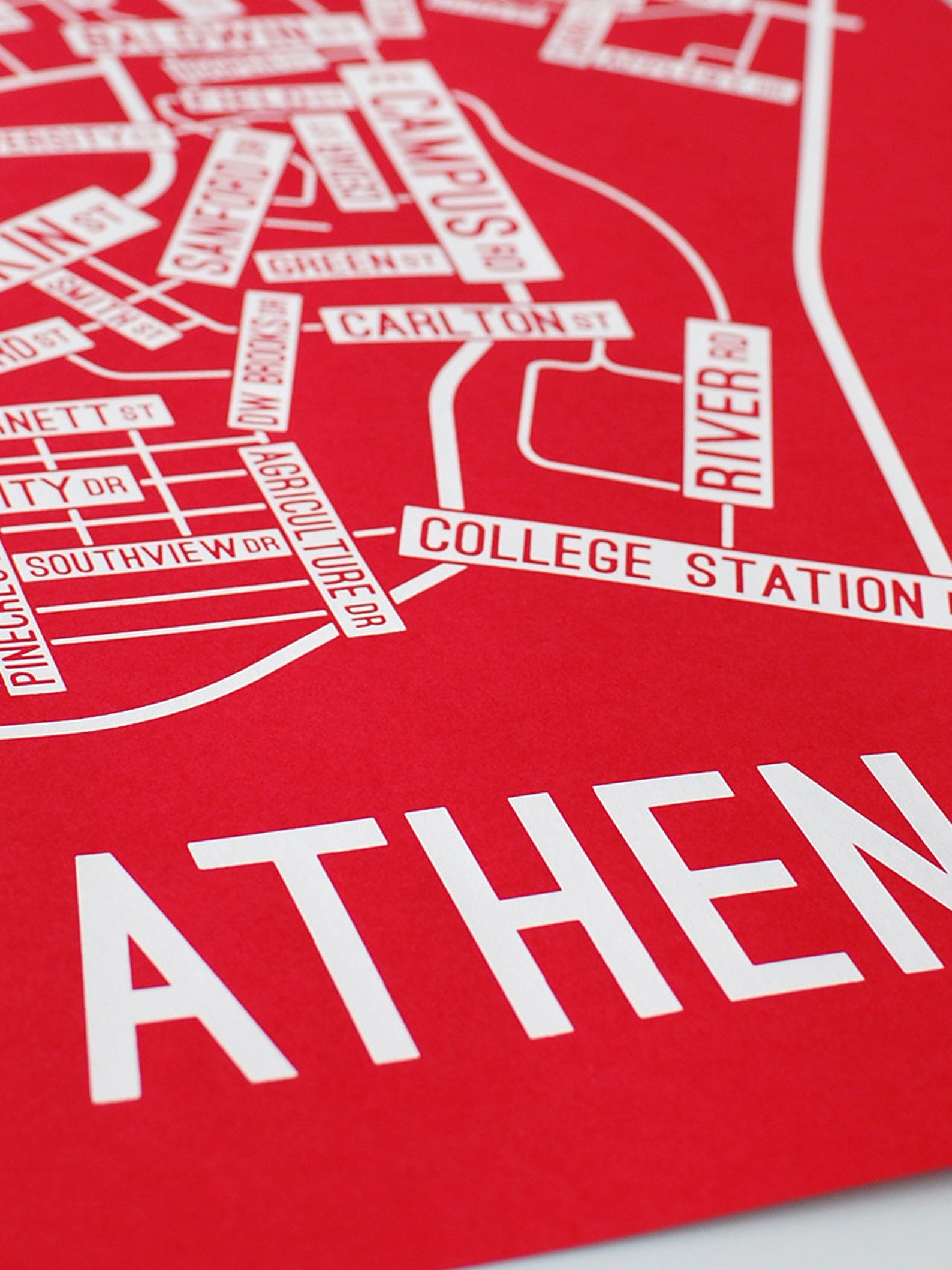 Athens Street Map Screen Print New Home Decor Etsy