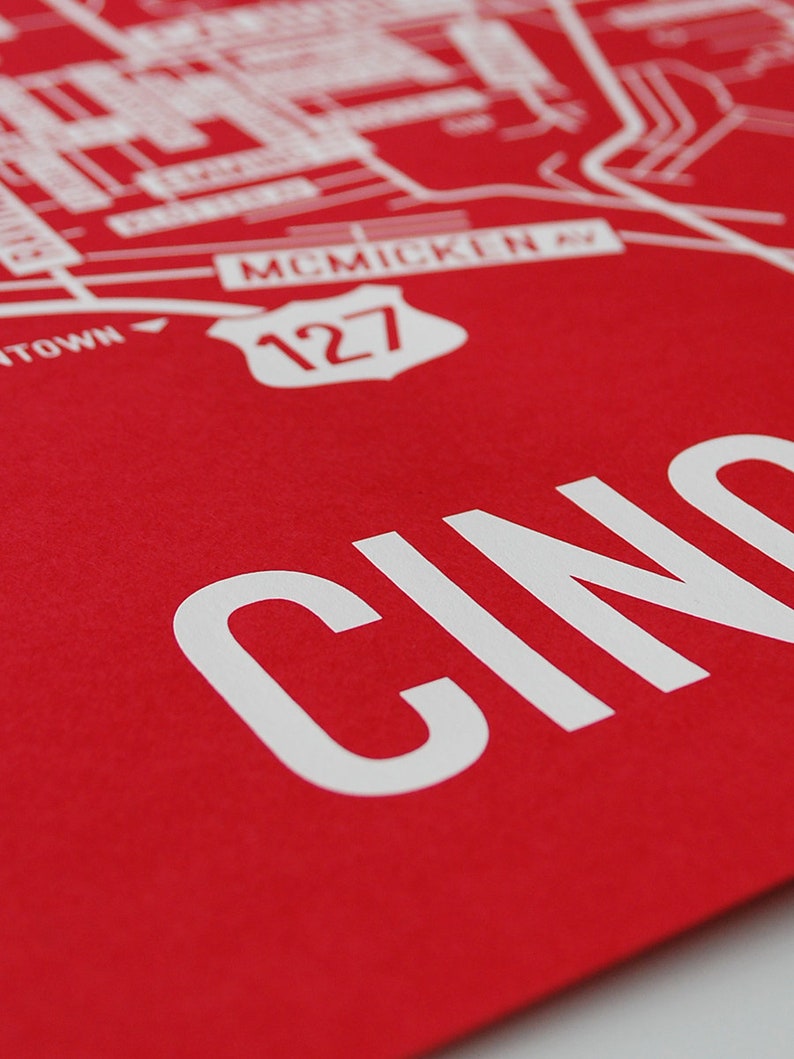 Cincinnati Ohio Street Map Screen Print Etsy