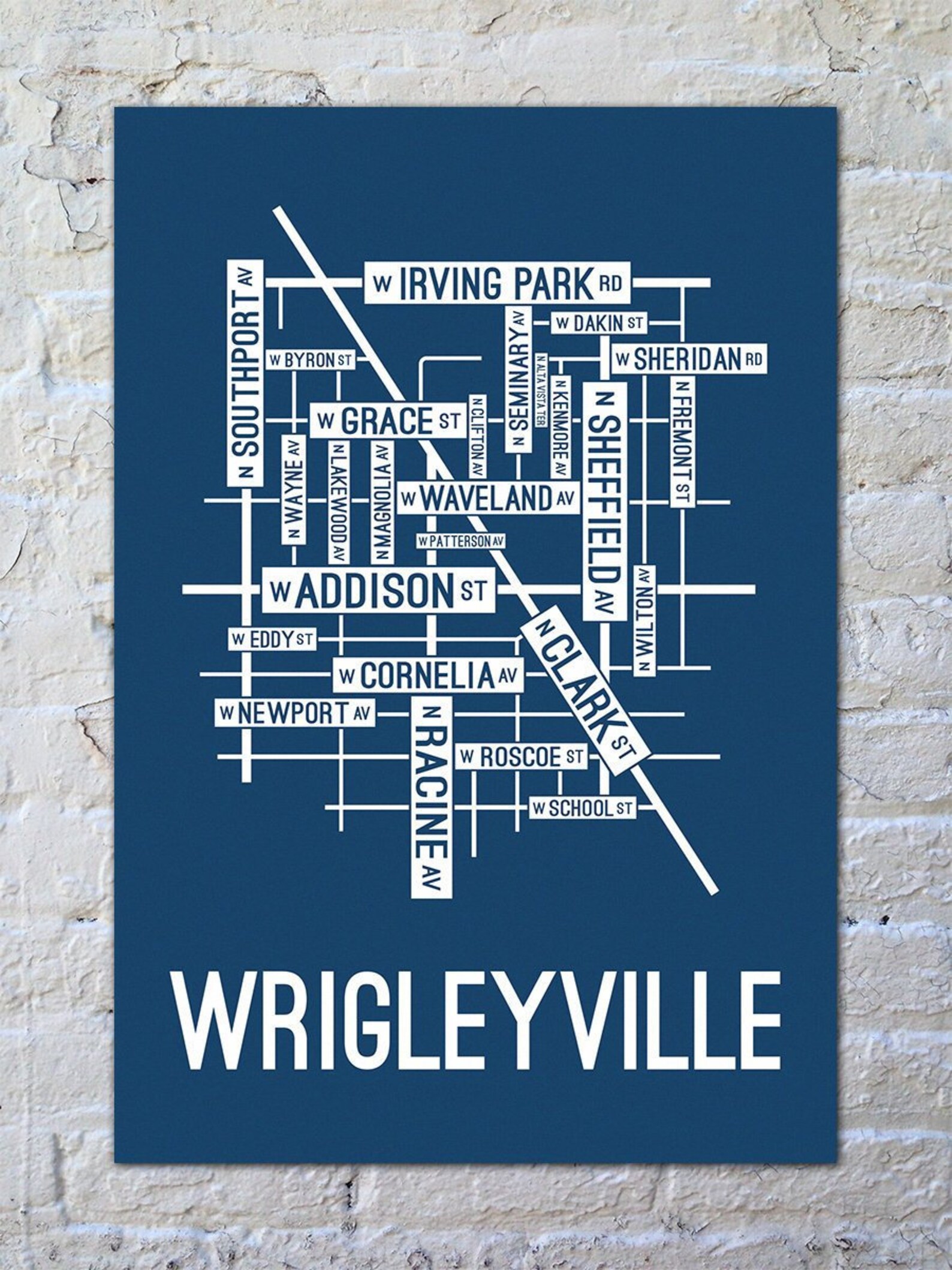 Wrigleyville Chicago Street Map Print Chicago Neighborhood | Etsy