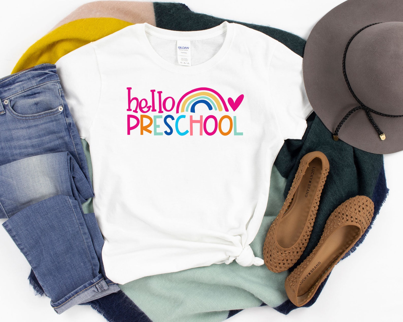 Hello Preschool Shirt Rainbow Preschool Teacher Shirt Back | Etsy