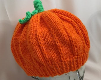 Adult Pumpkin Hat - PDF Knitting Pattern - For Immediate Download