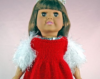 Winter Princess Dress, Knitting Patterns for 18-Inch Dolls - Immediate Download - PDF - Fits American Girl Doll
