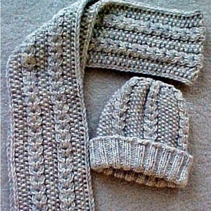 Aran Hat and Scarf - PDF Knitting Pattern - For Immediate Download