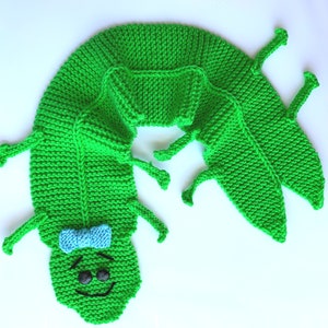 Green Beetle Scarf - PDF Knitting Pattern - For Immediate Download