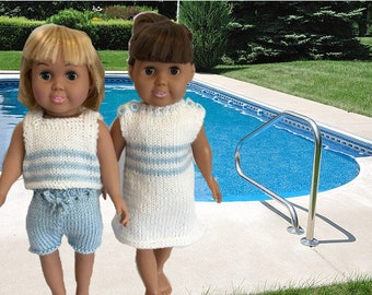 Cool By The Pool - Knitting Patterns for 18-Inch Dolls - Immediate Downloads - PDF - Fits American Girl Doll