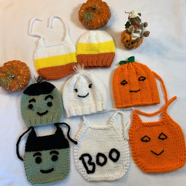 Spooky Baby Bibs & Hats - PDF Knitting Pattern - For Immediate Download