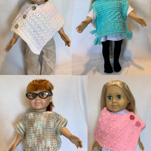Any Season Ponchos - Knitting Patterns for 18-Inch Dolls - Immediate Downloads - PDF - Fits American Girl Doll
