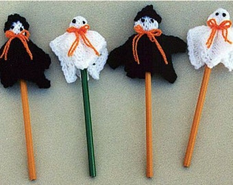 Spooky Pencil Toppers - PDF Knitting Pattern - For Immediate Download