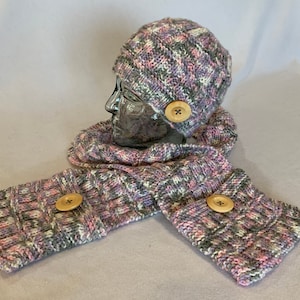 Bars and Ribs Hat and Scarf with Hand Warming Pockets - PDF Knitting Pattern - For Immediate Download