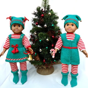 Santa&#39;s Elfen - PDF Strickmuster für 18-Zoll-Puppen, Sofortiger Download, Fit American Girl Dolls