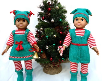 Santa's Elves - PDF Knitting Patterns for 18-Inch Dolls, Immediate Download, Fit American Girl Dolls