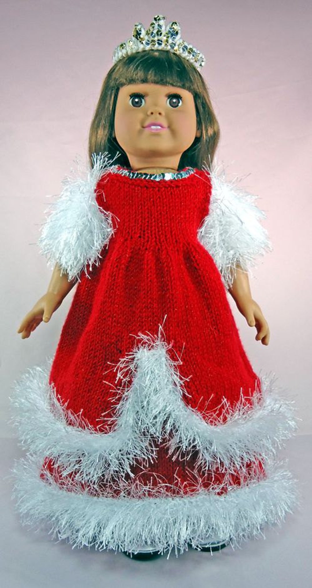 Winter Princess Dress, Knitting Patterns for 18inch Dolls Immediate