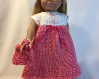 Comfy Anywhere Dress and Tote - Knitting Patterns for 18 Inch Dolls - Immediate Downloads = PDF - Fits American Girl Doll