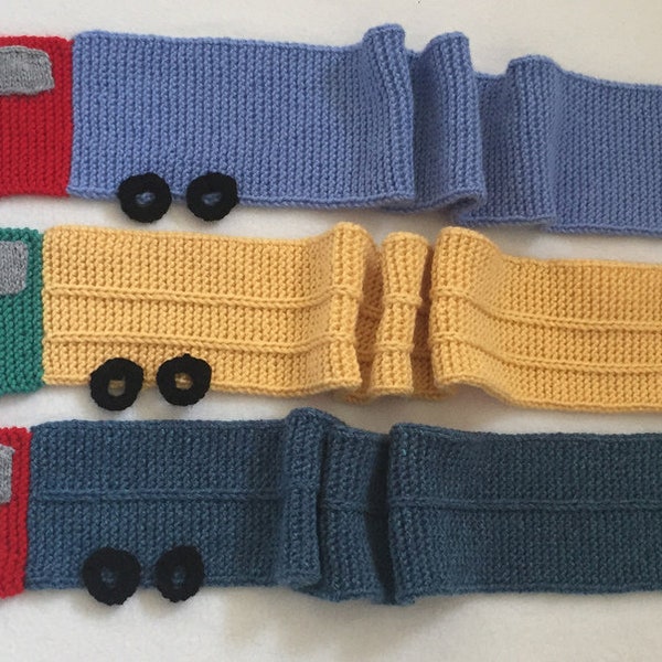 Child's Truck Scarf - PDF Knitting Pattern - For Immediate Download