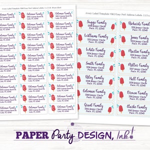 Popsicle Party Address Label Set, Personalized Return and Recipient Address Label Set, Personalized Popsicle Party Labels, Popsicle Party