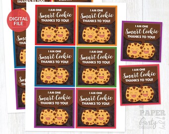 Printable Teacher Appreciation Smart Cookie Tags, Teacher Appreciation Smart Cookie Tags Set, Teacher Appreciation Printable Cookie Tags