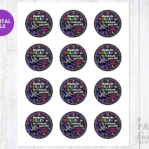 Printable Roller Skate Party Thank You Tags, 2" Skate Party Favor Tags, Birthday Thank you Tags, Personalized Roller Skate Party Favor Tags