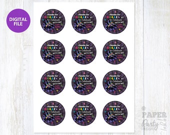 Printable Roller Skate Party Thank You Tags, 2" Skate Party Favor Tags, Birthday Thank you Tags, Personalized Roller Skate Party Favor Tags