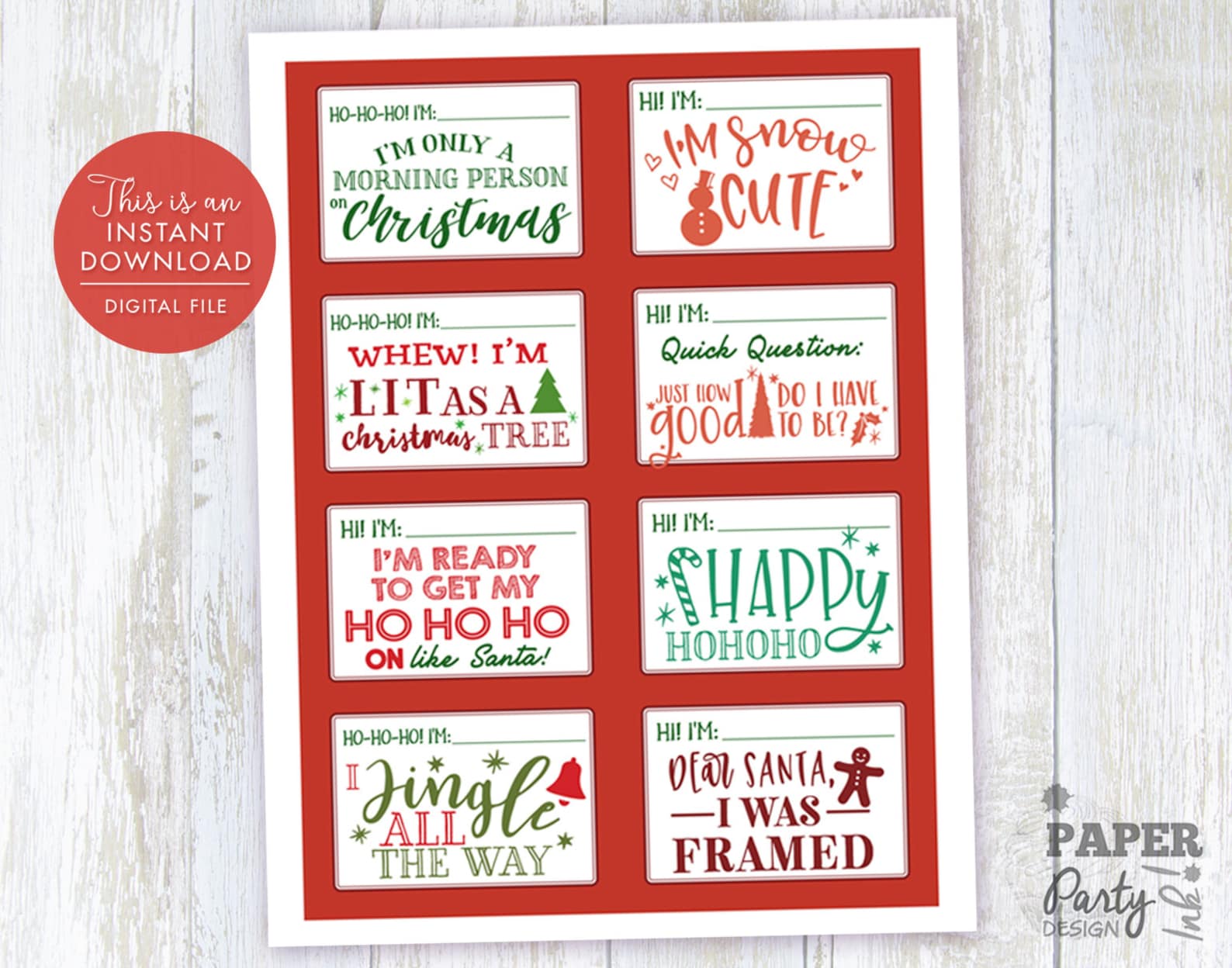 Christmas Party Name Tags 