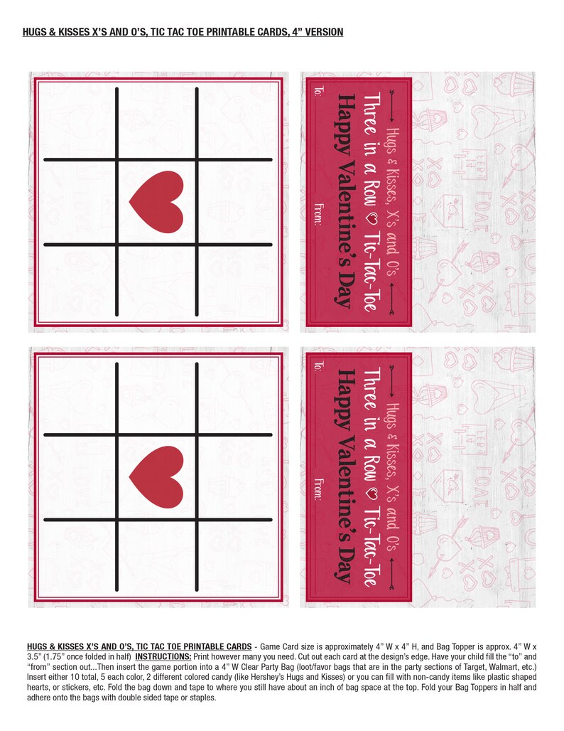 Printable Valentine's Day Tic Tac Toe Cards Valentine Tic image 8