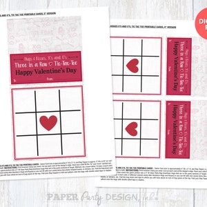 Printable Valentine's Day Tic Tac Toe Cards, Valentine Tic Tac Toe Card & Bag Topper, Kids Valentine Printables, Tic Tac Toe Valentine Game image 2