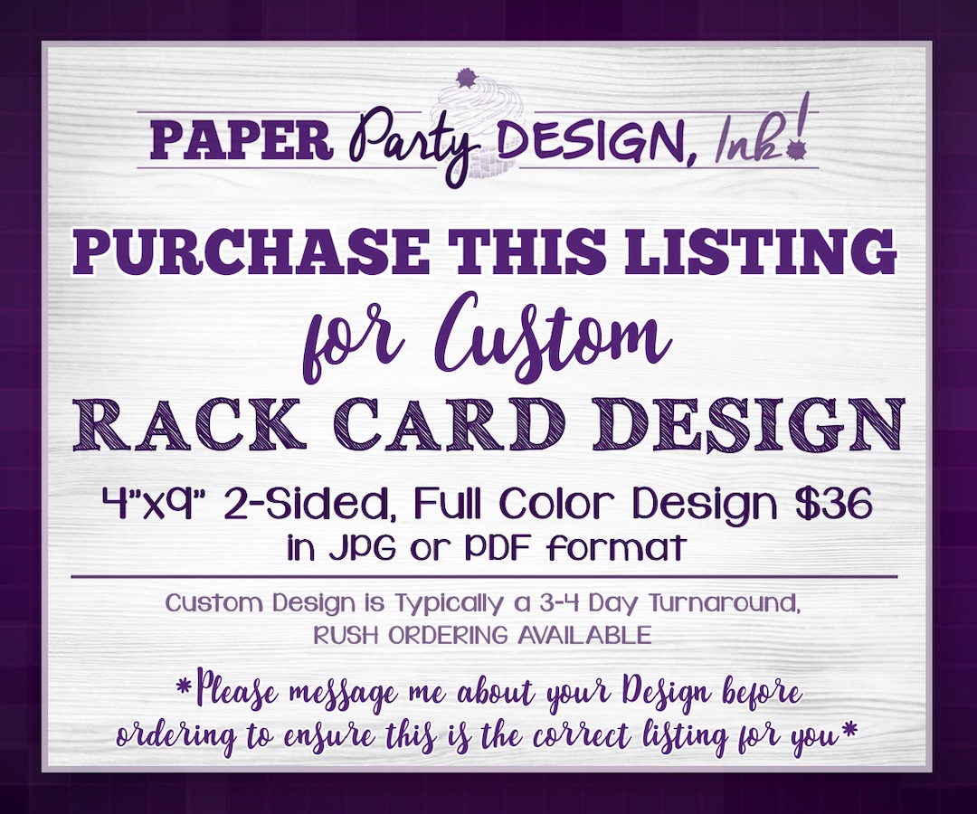 Custom Rack Card Order Listing- This Listing is to Pre-purchase Your ...