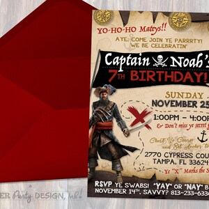 Pirate Birthday Party Invitation, Pirate Party Invitation, Pirate Digital Printable Invitation, Pirate Birthday Party 5&quot; x 7&quot; Digital Invite