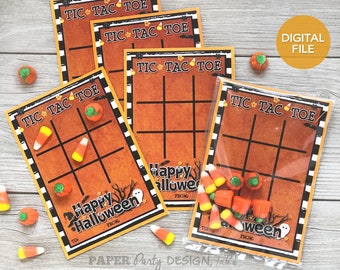 Halloween Printable Tic Tac Toe Card, Halloween Favor Game Card, Halloween Game & Treat Card, Halloween Party Favor Printable for Kids