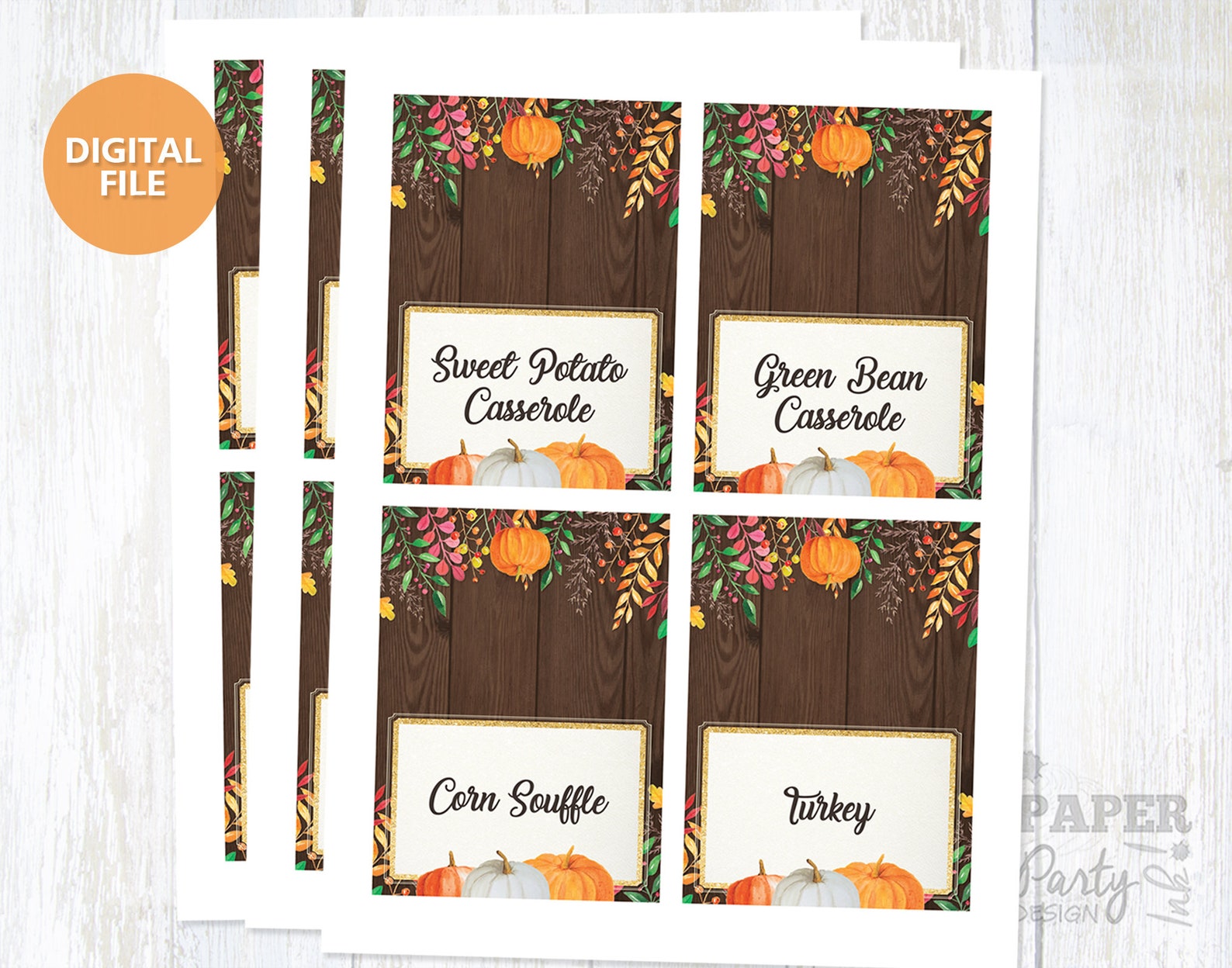 Thanksgiving Printable Food Labels Fall Printable Food - Etsy