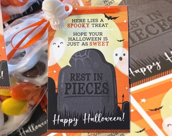 Rest in Pieces Printable Halloween Favor Tag, Halloween Candy Candy Tag, Rest in Pieces Treat Gift Tag Instant Download, Halloween Gift Tag