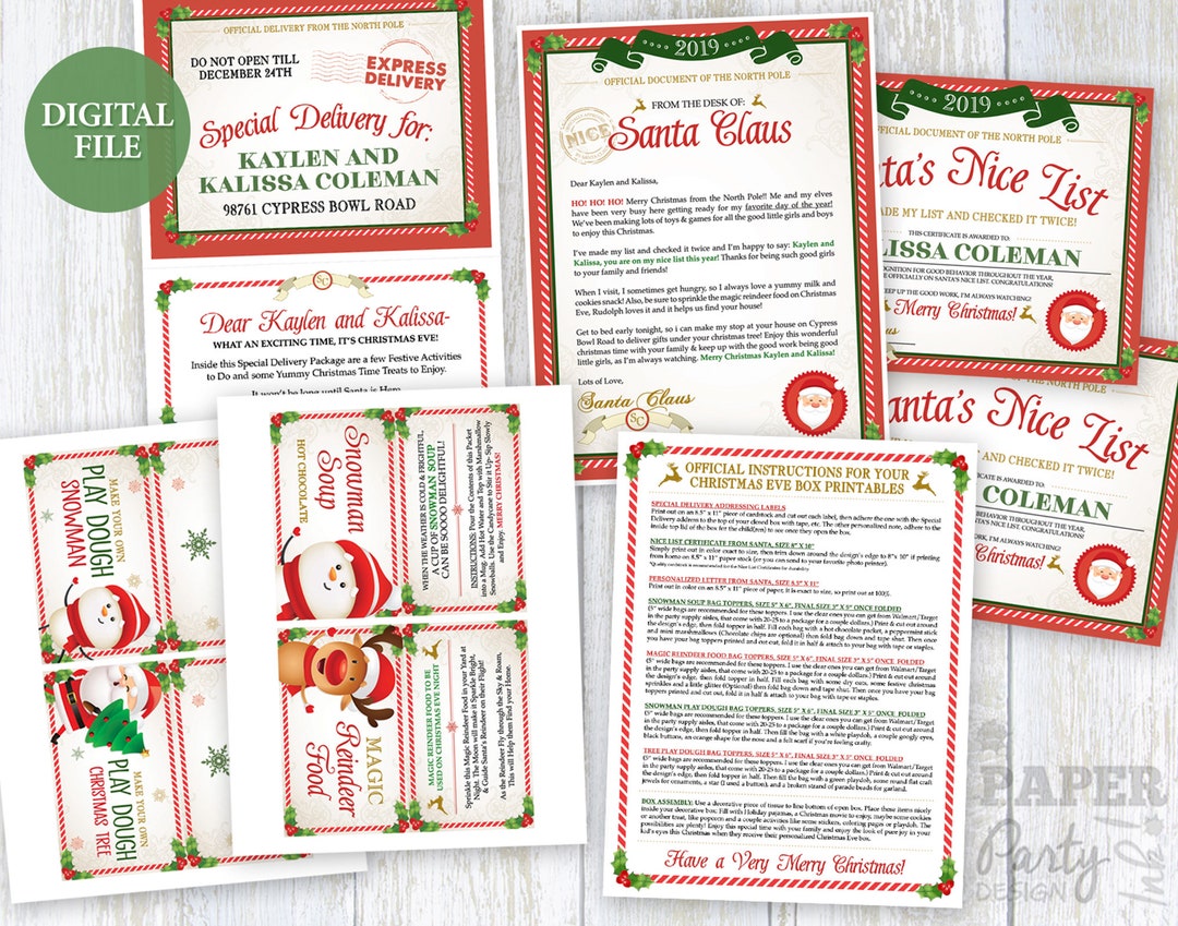 Personalized Christmas Eve Box Printable DIY Kit, Digital Christmas Eve ...