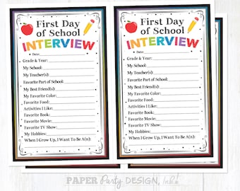 Printable Generic Interview Sheets for the School Memory Box Kit, DIY School Year Memory Box Printable Interview Sheets, School Interview