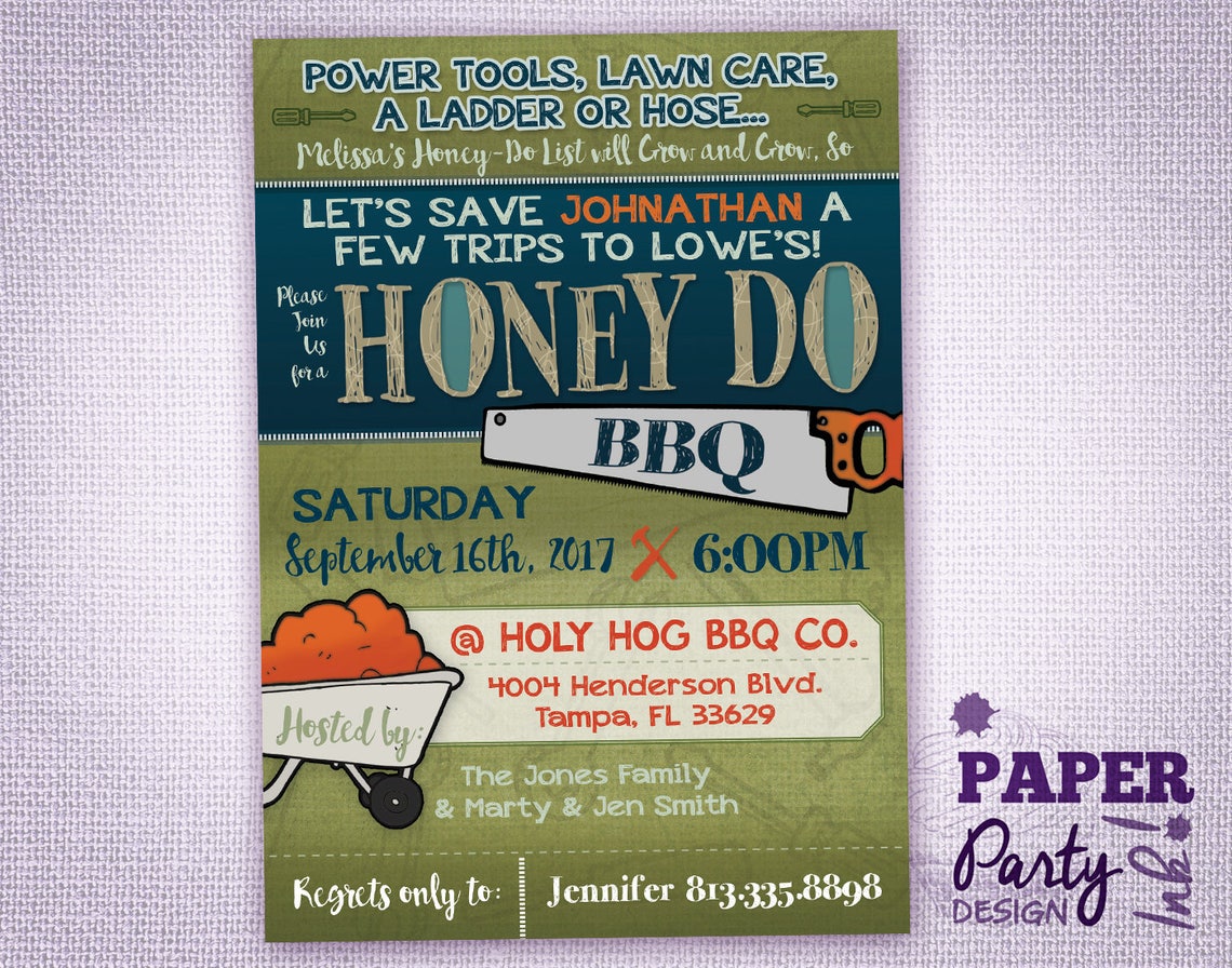 Honey Do BBQ Shower Invitation Digital 5 X7 Honey Do BBQ Etsy